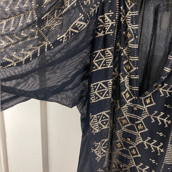 Free People New Romantics Palacio dolman sleeve black gold blouse size S NWOT - Picture 8 of 13
